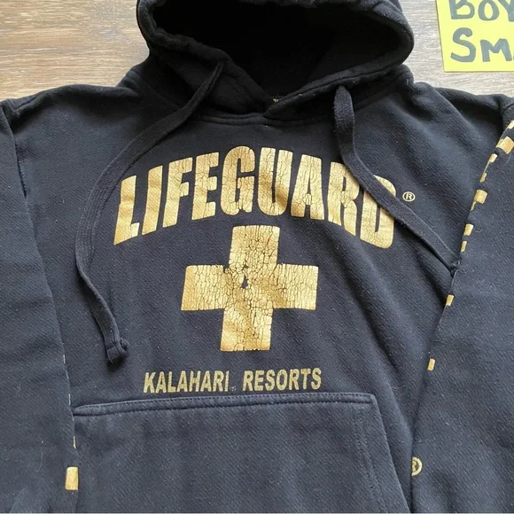 Boys Size Small Black and Gold Kalahari Lifeguard Hoodie - Picture 2 of 6